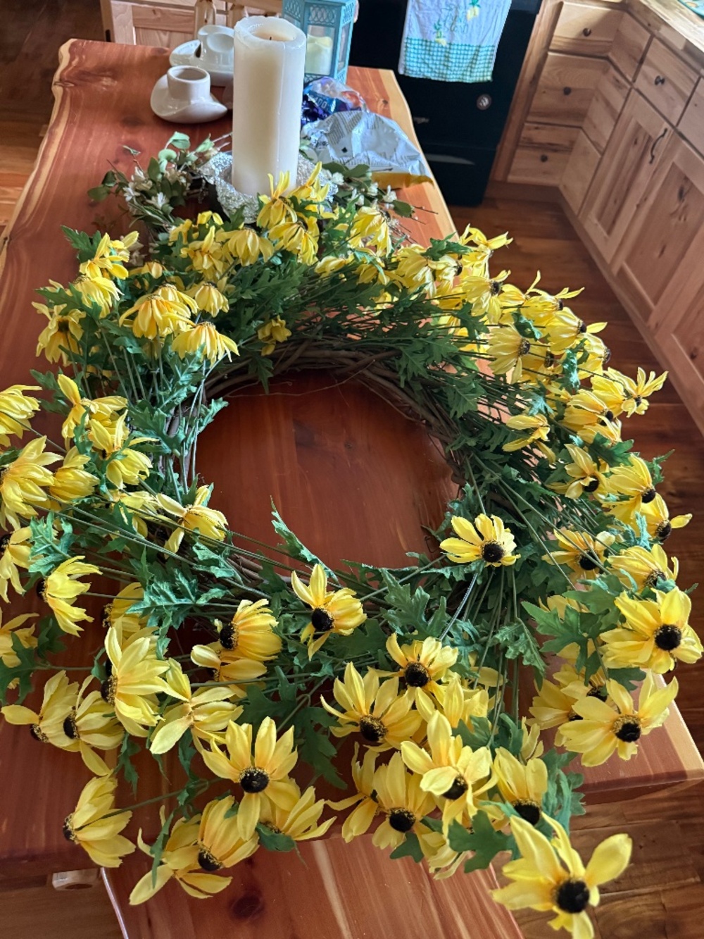 Blackeyed Susan grapevine floral wreath NWOT